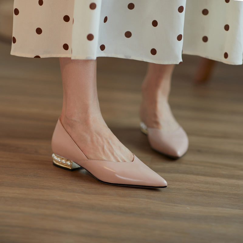 Slip-On Comfort Pearl Low Heel Women's Shoes