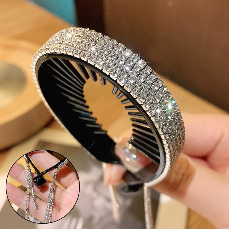 Elegant Headdress With Rhinestone Pom Pom