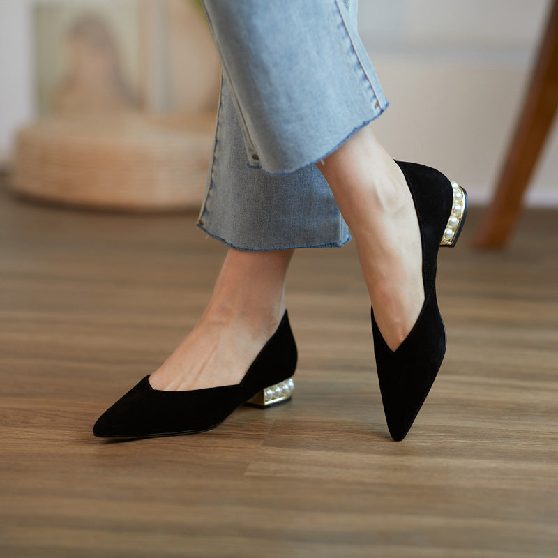 Slip-On Comfort Pearl Low Heel Women's Shoes