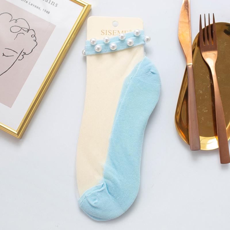 Clapfun™ Women Pearl Fishnet Ankle High Socks