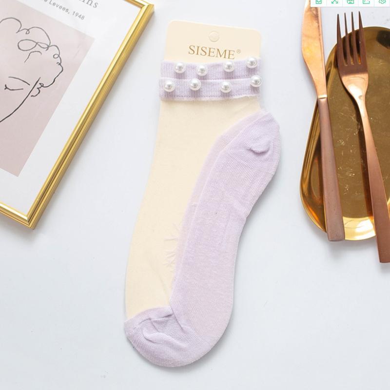 Clapfun™ Women Pearl Fishnet Ankle High Socks