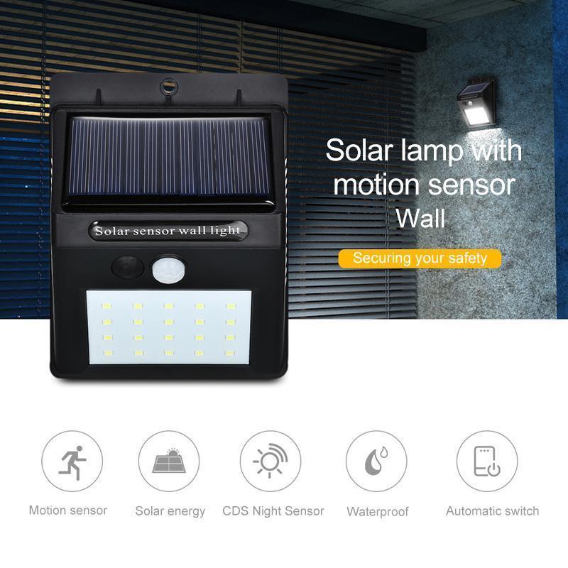 20 LED Solar Lamps Outdoor, Super Bright Wall Lamp with Motion Sensor