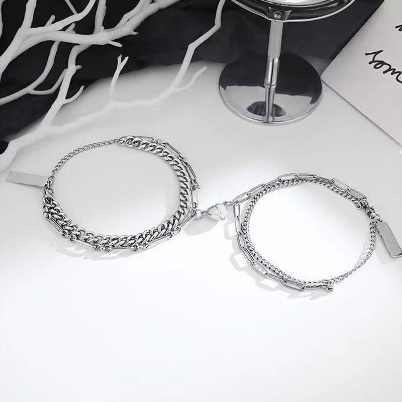 Couples Magnetic Half Heart Love Bracelet Set