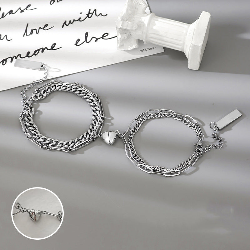 Couples Magnetic Half Heart Love Bracelet Set