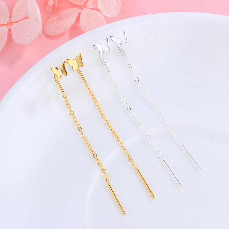 Little Butterfly Tassel Chain Dangle Drop Earrings