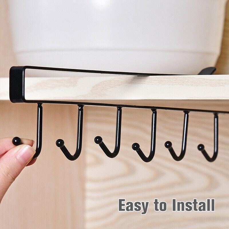 Clapfun™ 6 Hooks Under-Cabinet Hanger Rack