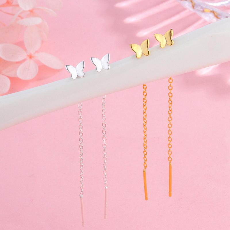 Little Butterfly Tassel Chain Dangle Drop Earrings