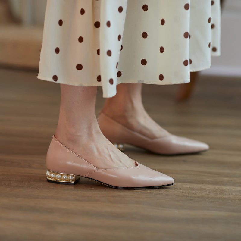 Slip-On Comfort Pearl Low Heel Women's Shoes