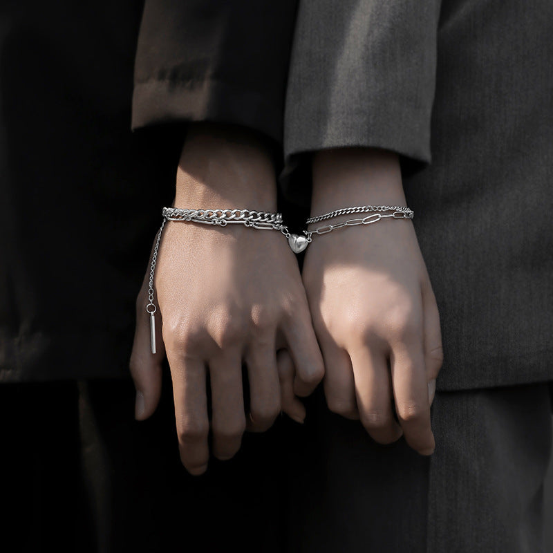 Couples Magnetic Half Heart Love Bracelet Set