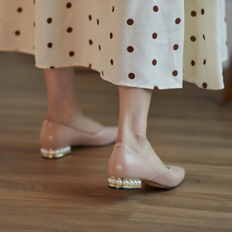 Slip-On Comfort Pearl Low Heel Women's Shoes