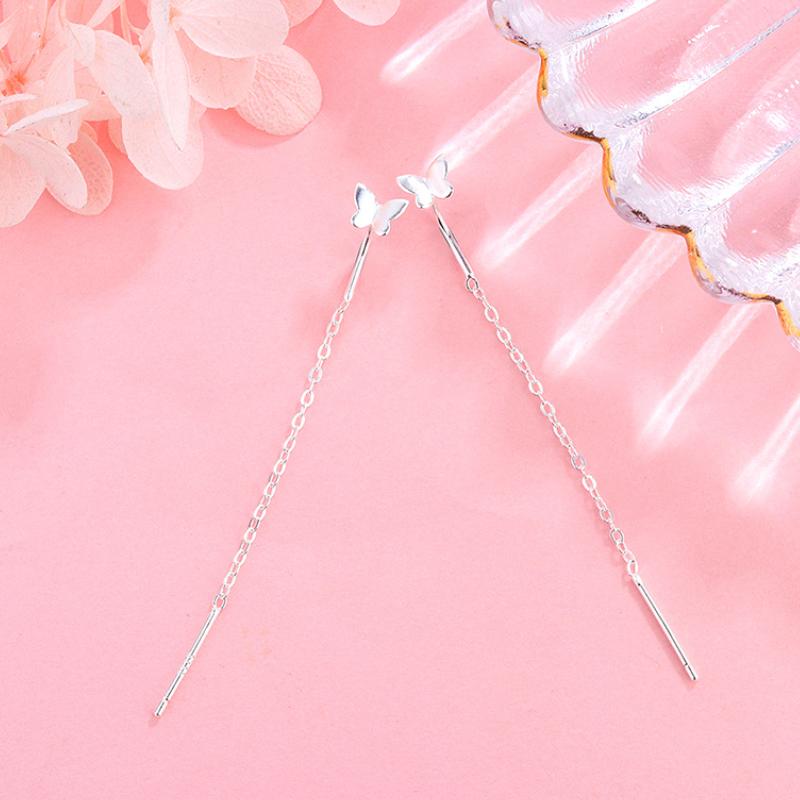 Little Butterfly Tassel Chain Dangle Drop Earrings