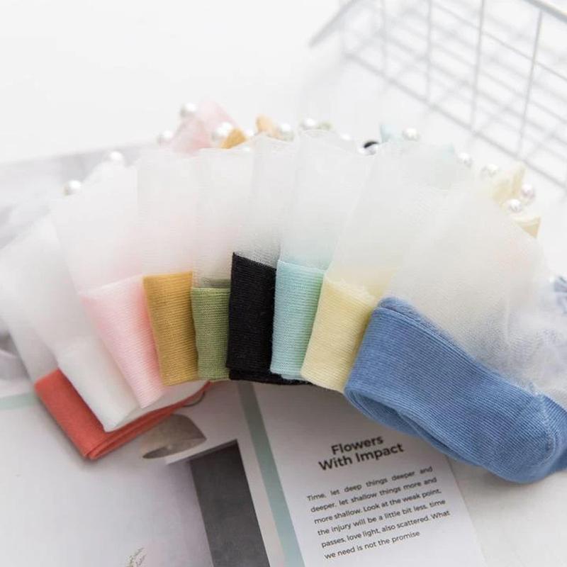 Clapfun™ Women Pearl Fishnet Ankle High Socks