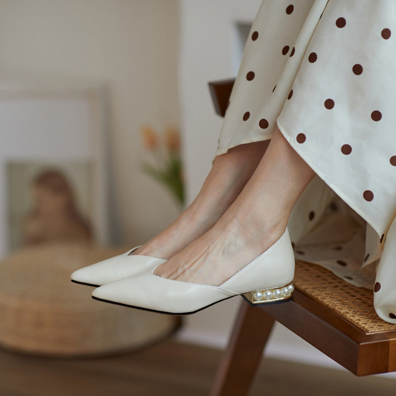 Slip-On Comfort Pearl Low Heel Women's Shoes