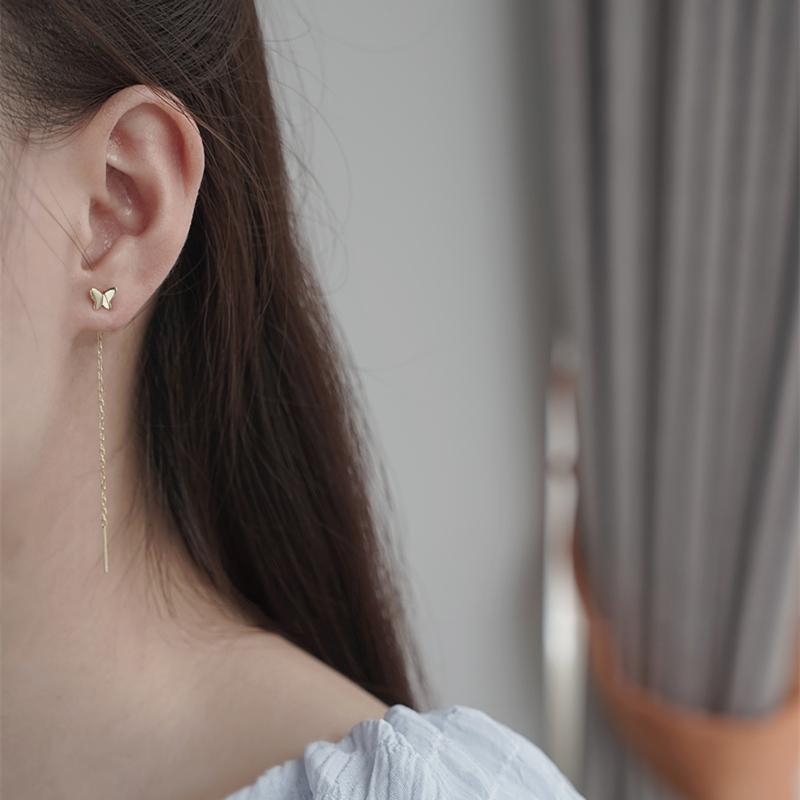 Little Butterfly Tassel Chain Dangle Drop Earrings