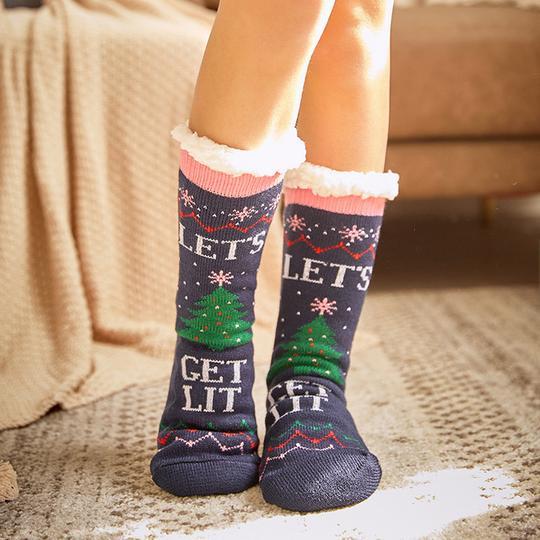 Chunky Printed Christmas Floor Socks