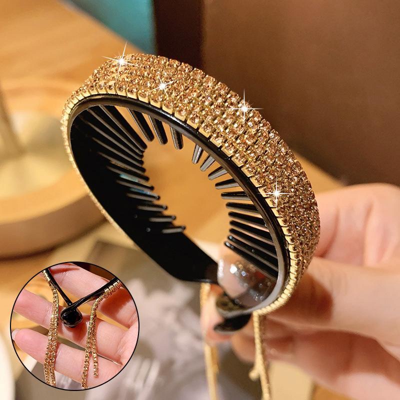 Elegant Headdress With Rhinestone Pom Pom