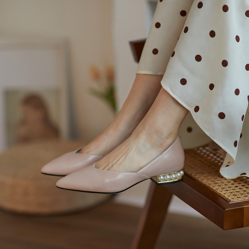 Slip-On Comfort Pearl Low Heel Women's Shoes