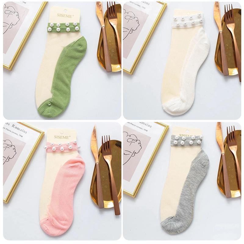 Clapfun™ Women Pearl Fishnet Ankle High Socks